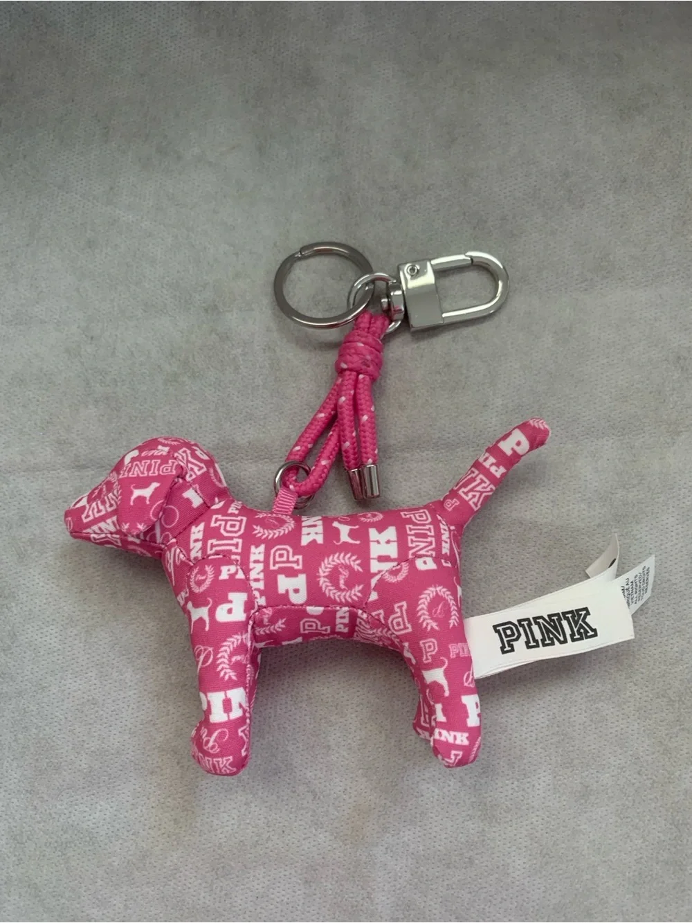 NWT Victoria’s Secret PINK Gossip Dog Print Keychain Charm